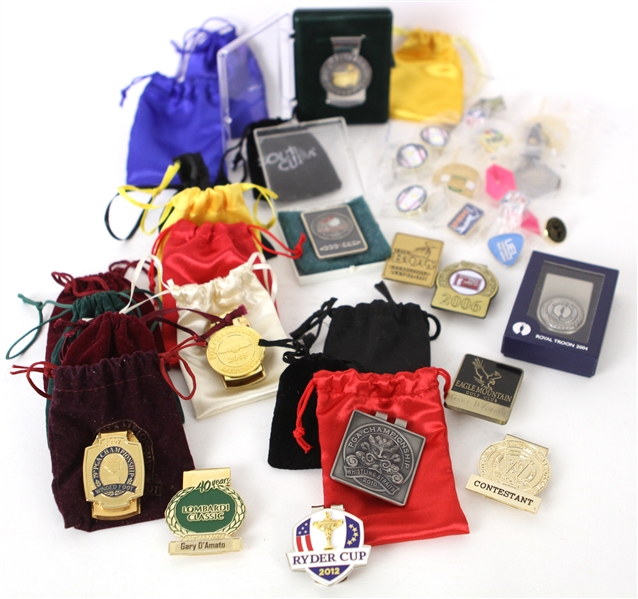 1990s-2000s PGA Major Championships Memorabilia Collection - Lot of 40 w/ Money Clips, Lapel Pins & More 