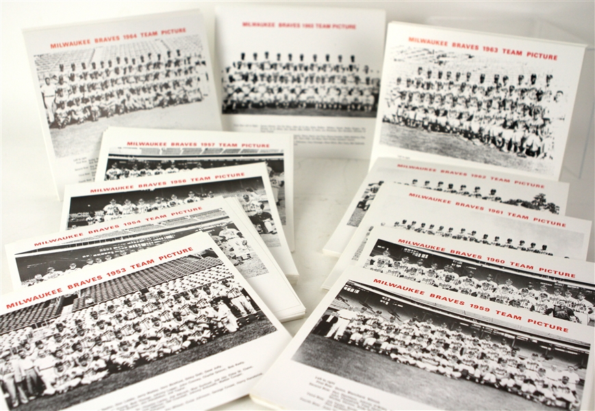 1953-65 Milwaukee Braves 8" x 9.25" Team Photo Collection - Lot of 381