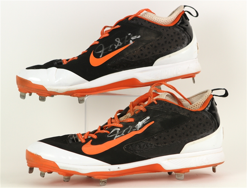 2014 Giancarlo Stanton Miami Marlins Signed Game Worn Nike Cleats (MEARS LOA/JSA)