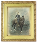 1898 circa Spanish American War Cavalryman 24" x 28" Original Oil Painting