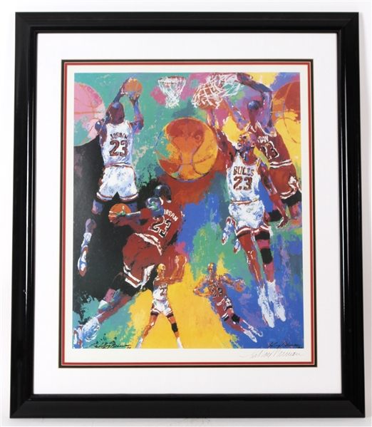 2003 Michael Jordan Chicago Bulls 31" x 36" Framed LeRoy Neiman Artist Signed Lithograph