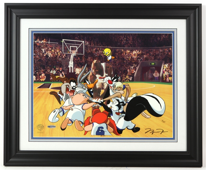 1997 Michael Jordan Chicago Bulls Signed 19" x 23" Framed Space Jam Animation Cel (Upper Deck/Warner Bros COA)
