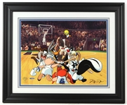 1997 Michael Jordan Chicago Bulls Signed 19" x 23" Framed Space Jam Animation Cel (Upper Deck/Warner Bros COA)