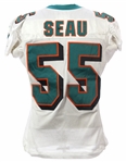 2004 Junior Seau Miami Dolphins Game Worn Road Jersey (MEARS A10 & PSA/DNA)