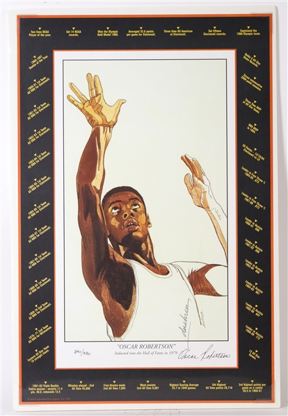 1995 Oscar Robertson Milwaukee Bucks Signed 15" x 24" Career Accomplishments Lithograph (JSA) 340/980