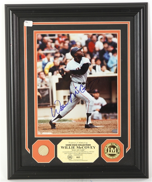 2001 Willie McCovey San Francisco Giants 13" x 17" Framed Highland Mint Display w/ Signed Photo & Game Used Bat Piece (JSA)