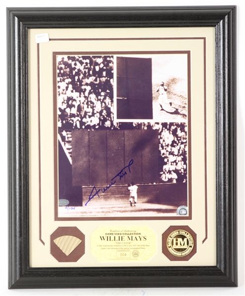 2001 Willie Mays San Francisco Giants 13" x 17" Framed Highland Mint Display w/ Signed Photo & Game Used Bat Piece (JSA)