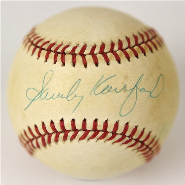 1970-86 Sandy Koufax Los Angeles Dodgers Signed ONL Feeney Baseball (JSA)