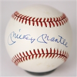 1984-94 Mickey Mantle New York Yankees Signed OAL Brown Baseball (JSA)