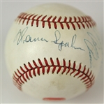 1987-89 Warren Spahn Billy Pierce Signed ONL Giamatti Baseball (JSA)