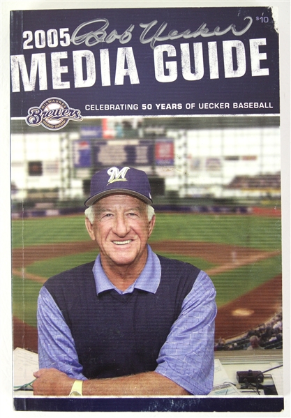 2005 Bob Uecker Milwaukee Brewers Signed Media Guide (JSA)