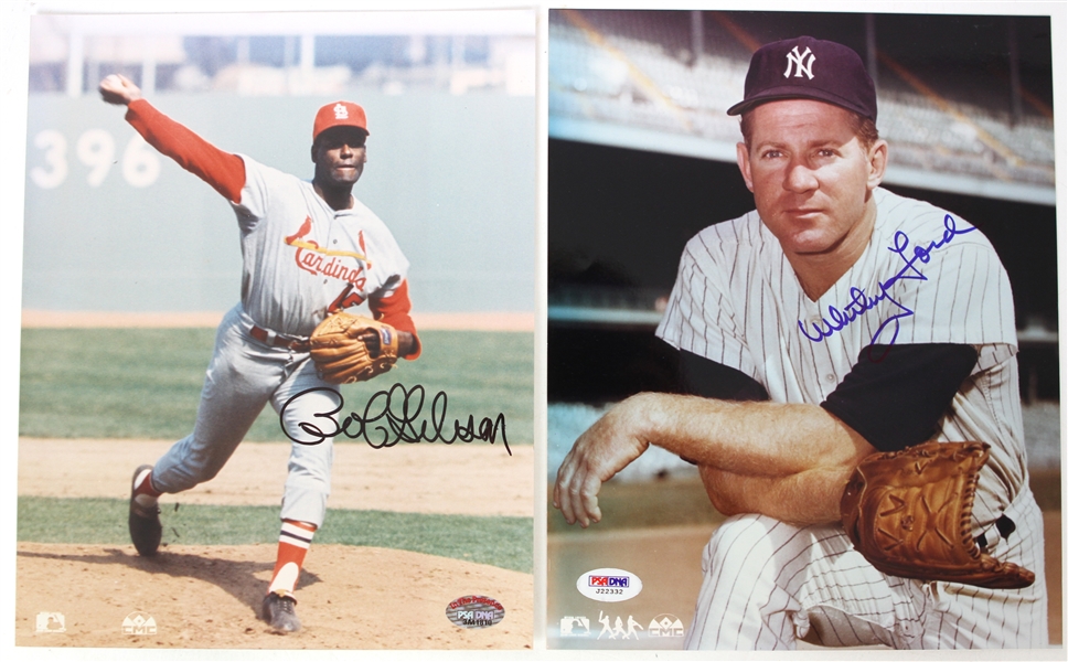 1950s-90s Baseball & Football Signed Photo Collection - Lot of 13 w/ Bob Gibson, Whitey Ford, Billy Williams & Green Bay Packers (JSA)