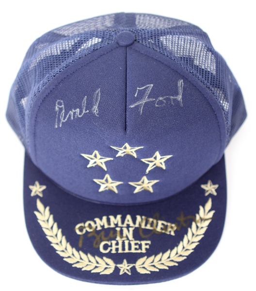 1990s Gerlad Ford Bill Clinton Signed Commander In Chief Cap (JSA)
