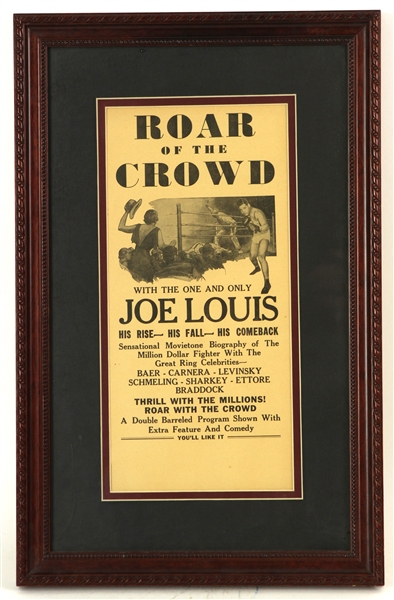 1953 Joe Louis World Heavyweight Champion 12" x 18" Framed Roar of the Crowd Broaside