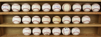 1980s-2000s Signed Baseball Collection - Lot of 24, 20 w/ Displays Including Willie Mays, Rollie Fingers, Ernie Harwell, Tommy Lasorda & More (JSA)