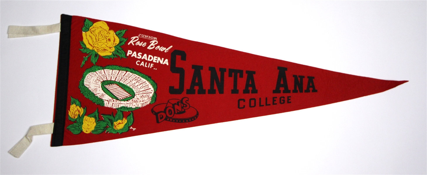 1950s-90s Football & Baseball Full Size Pennant Collection - Lot of 26 w/ Rose Bowl, Junior Rose Bowl & More 