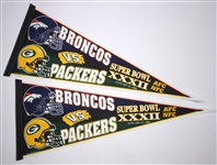 1950's-90's Football & Baseball Full Size Pennant Collection - Lot of 26 w/ Rose Bowl, Junior Rose Bowl & More 