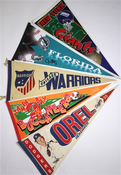 1970s-90s Baseball Football Basketball Hockey Full Size Pennant Collection - Lot of 97