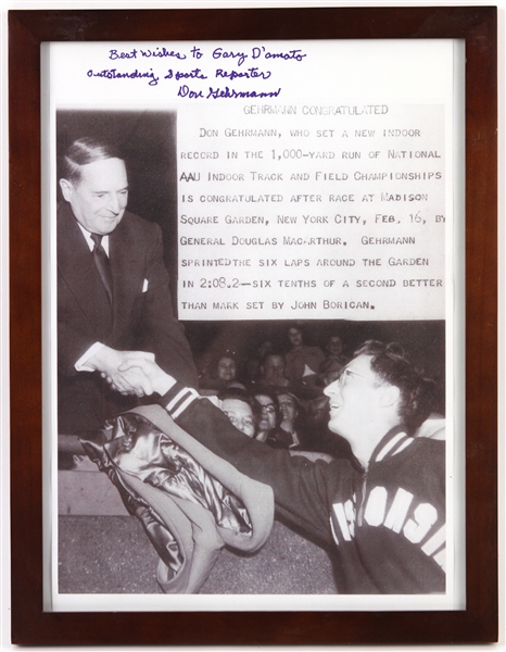 1952-53 Don Gehrmann 1,000 Yard Record Holder Signed 14" x 18" Framed Photo (JSA)