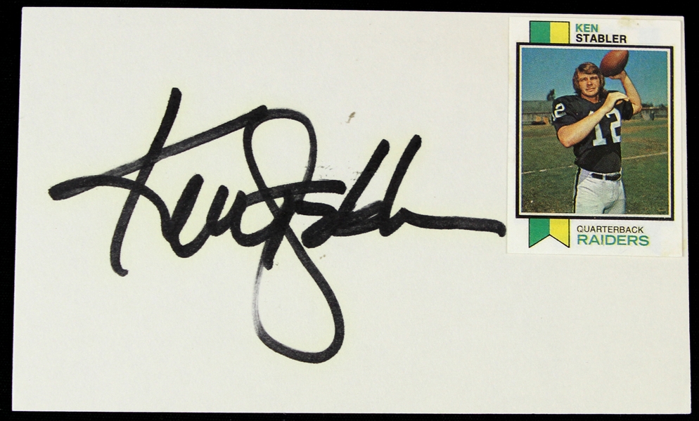 1970s Ken Stabler Oakland Raiders Signed 3" x 5" Index Card (JSA)