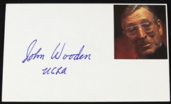 1980s John Wooden UCLA Bruins Signed 3" x 5" Index Card (JSA)
