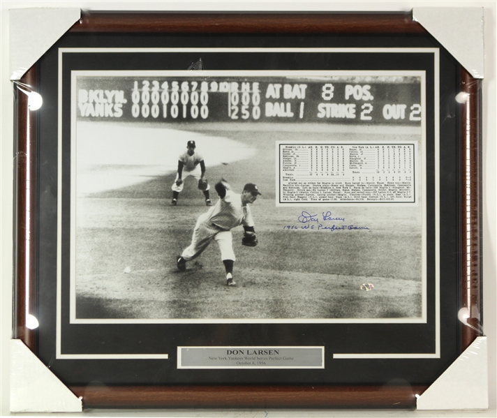 2000s Don Larsen New York Yankees Signed 23" x 27" Framed Perfect Game Photo (JSA)