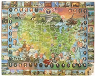 1993 Hank Aaron Milwaukee Braves Signed 22 x 27 Lithograph plus 24 x 30 Assembled Civil War & Presidents of the United States Jigsaw Puzzles (JSA) 