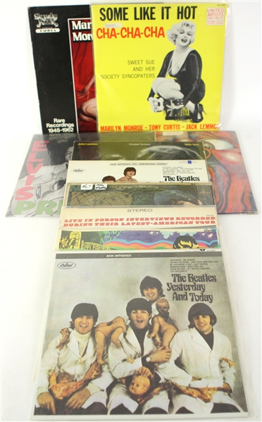 1960s-80s Rock N Roll Record Album Collection - Lot of 10 w/ Beatles, Elvis, King Crimson, Marilyn Monroe & More