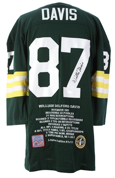 2000s Willie Davis Green Bay Packers Signed Limited Edition Jersey (JSA) 1/10