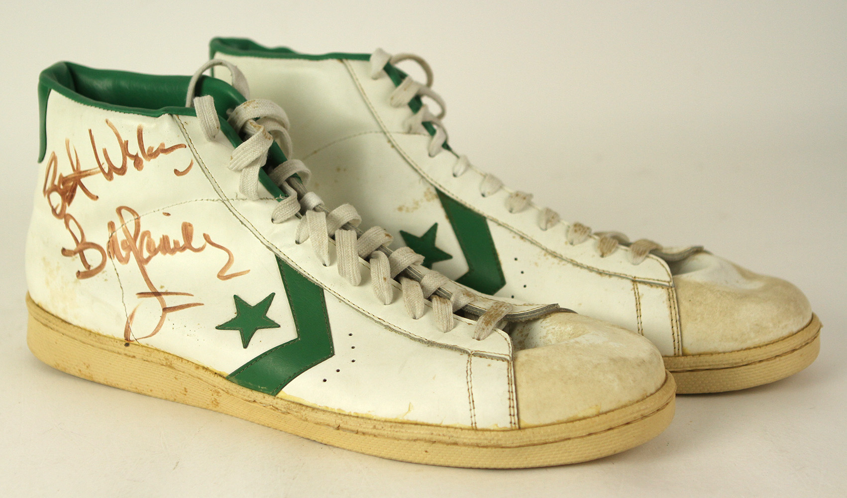 Lot Detail 1980 84 Bob Lanier Milwaukee Bucks Signed Game Worn Converse Shoes MEARS LOA JSA