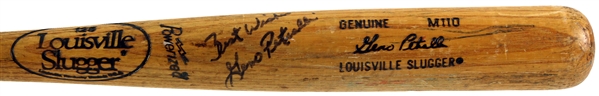1986-89 Gino Petralli Texas Rangers Signed Louisville Slugger Professional Model Game Used Bat (MEARS LOA/JSA)