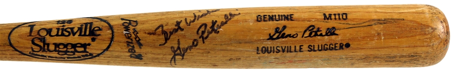 1986-89 Gino Petralli Texas Rangers Signed Louisville Slugger Professional Model Game Used Bat (MEARS LOA/JSA)
