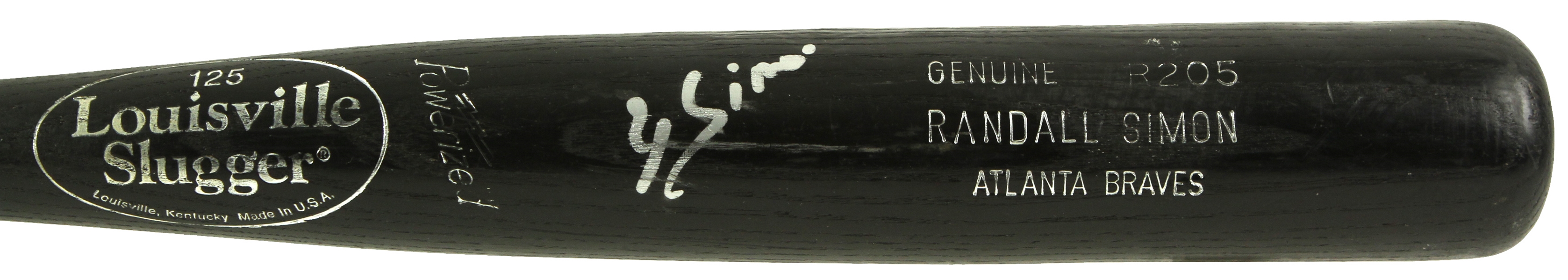 1997-98 Randall Simon Atlanta Braves Signed Louisville Slugger Professional Model Game Used Bat (MEARS LOA/JSA)
