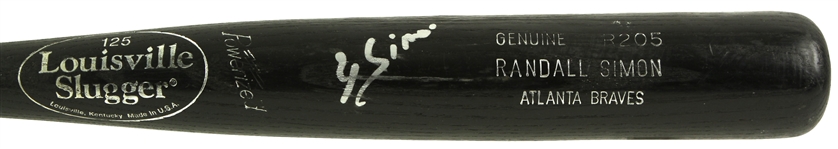 1997-98 Randall Simon Atlanta Braves Signed Louisville Slugger Professional Model Game Used Bat (MEARS LOA/JSA)
