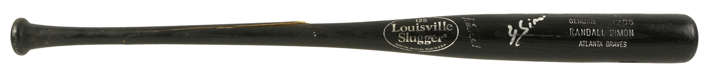 1997-98 Randall Simon Atlanta Braves Signed Louisville Slugger Professional Model Game Used Bat (MEARS LOA/JSA)