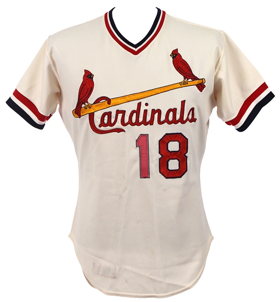 1981 Gene Tencae St. Louis Cardinals Game Worn Home Jersey (MEARS LOA)