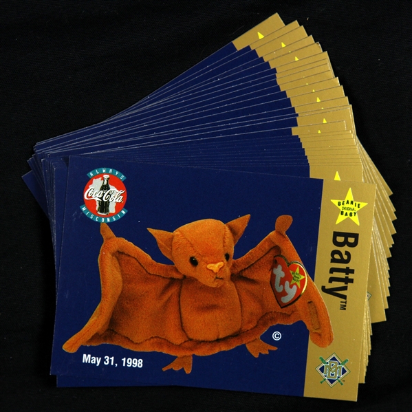 1998 Batty Beanie Baby Milwaukee Brewers Coca Cola Trading Card - Lot of 26