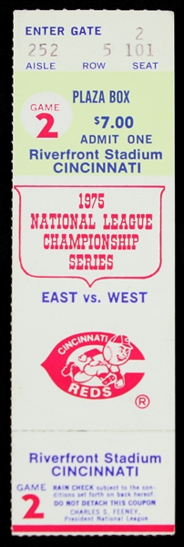 1975 Cincinnati Reds Pittsburgh Pirates Riverfront Stadium NLCS Game 2 Ticket 