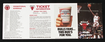 1985-86 Michael Jordan Chicago Bulls Unfolded Pocket Schedule