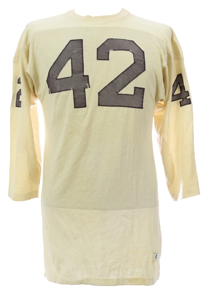 1960s circa #42 White Durene Game Worn Champion Football Jersey (MEARS LOA)