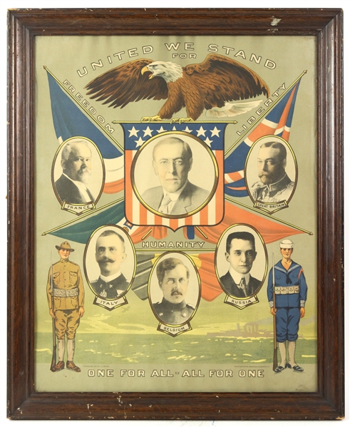 1880s-1940s Presidential Framed Print Collection - Lot of 5 w/ George Washington, Woodrow Wilson, Martin Van Buren, William Henry Harrison, John Tyler & More