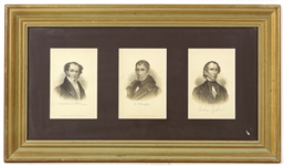 1880's-1940's Presidential Framed Print Collection - Lot of 5 w/ George Washington, Woodrow Wilson, Martin Van Buren, William Henry Harrison, John Tyler & More