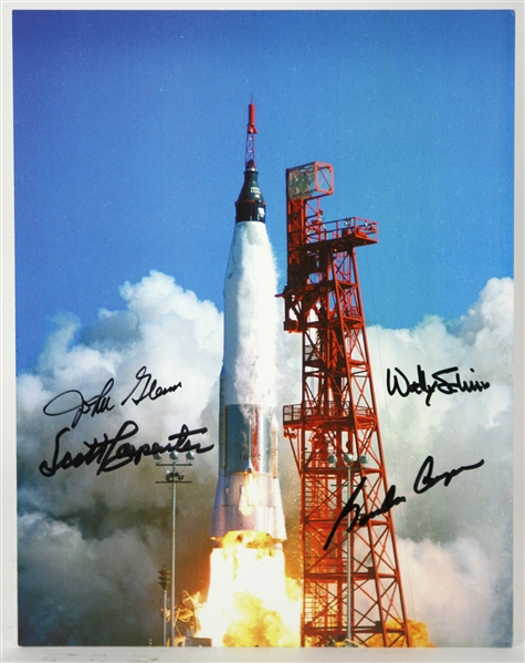 2002 John Glenn Scott Carpenter Wally Schirra Gordon Cooper Mercury Project Astronauts Signed 8.5" x 11" Photo (JSA)