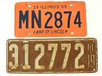 1919-69 Illinois License Plate Collection - Lot of 2