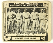 1948 Philadelphia Athletics Greatest Single Inning in World Series History Swell Bubble Gum Sport Thrills Card