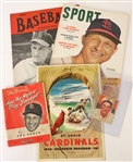 1930s-50s Baseball Memorabilia Collection - Lot of 6 w/ Stan Musial Publications & Tony Piet National Chicle Diamond Stars Cards