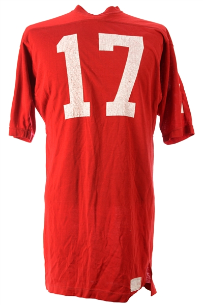 1960s Red Durene #17 Game Worn Russell Southern Football Jersey (MEARS LOA)