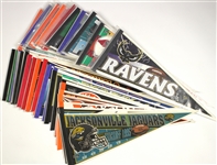1990s Massive NFL Football Full Size Pennant Collection - Lot of 107 w/ Tennessee Oilers & More