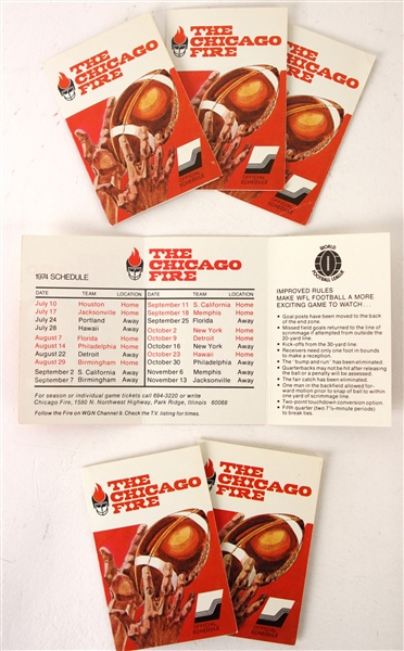 1974 Chicago Fire WFL Pocket Schedule Collection - Lot of 6
