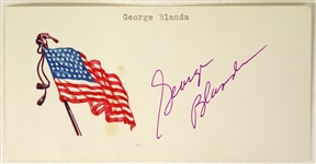 1970s George Blanda Chicago Bears Signed 3" x 6" US Flag Card (JSA)